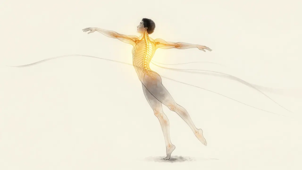 A human figure glowing softly as tension releases from within, symbolizing the nervous system finding balance.